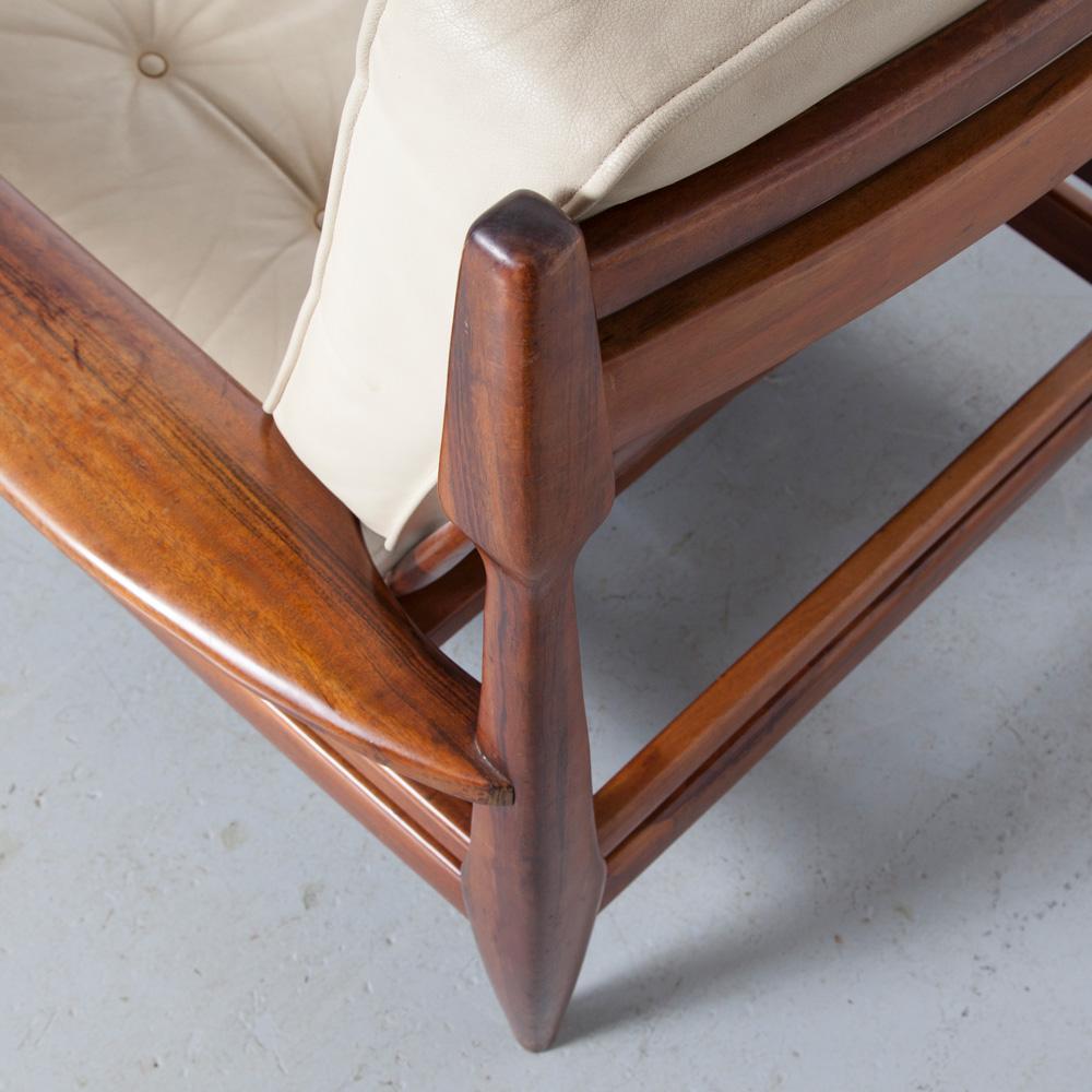 Pair of Large Brutalist Rosewood Lounge Chair by Brazilian Designer Jean Gillon For Sale 1