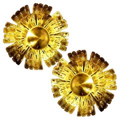 Pair of Large Brutalist Flower Wall Sconces by Svend Aage Holm Sørensen, 1960s