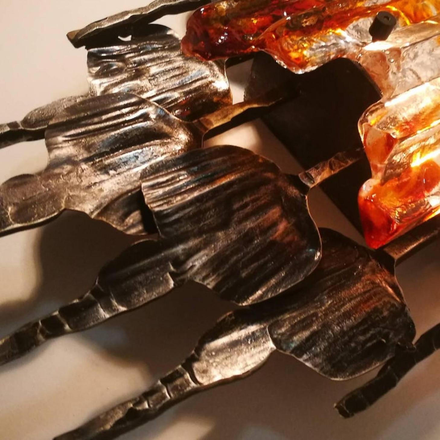 Swedish Pair of Large Brutalist Wall Sconces by Tom Ahlström & Hans Ehrlich, Sweden For Sale