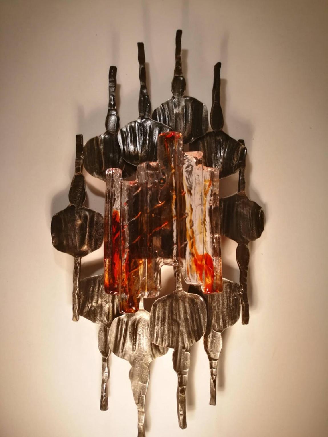 Bleached Pair of Large Brutalist Wall Sconces by Tom Ahlström & Hans Ehrlich, Sweden For Sale