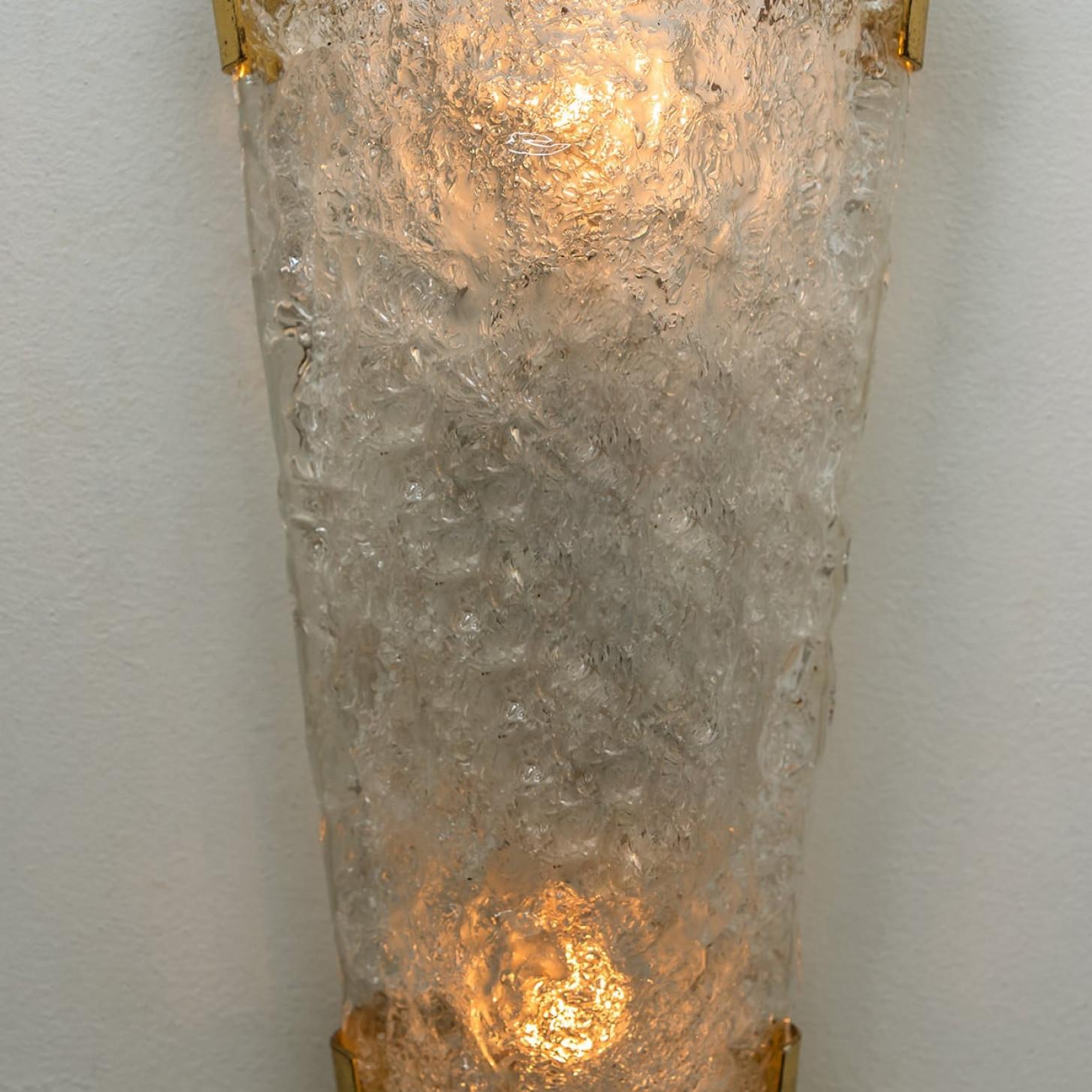 Paire de grandes appliques ou appliques murales en verre de Murano, années 1960 en vente 1