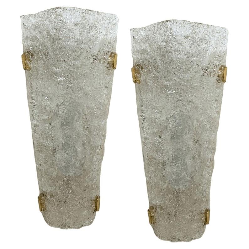 Pair of Large Bubble Murano Glass Sconces or Wall Sconces, 1960s