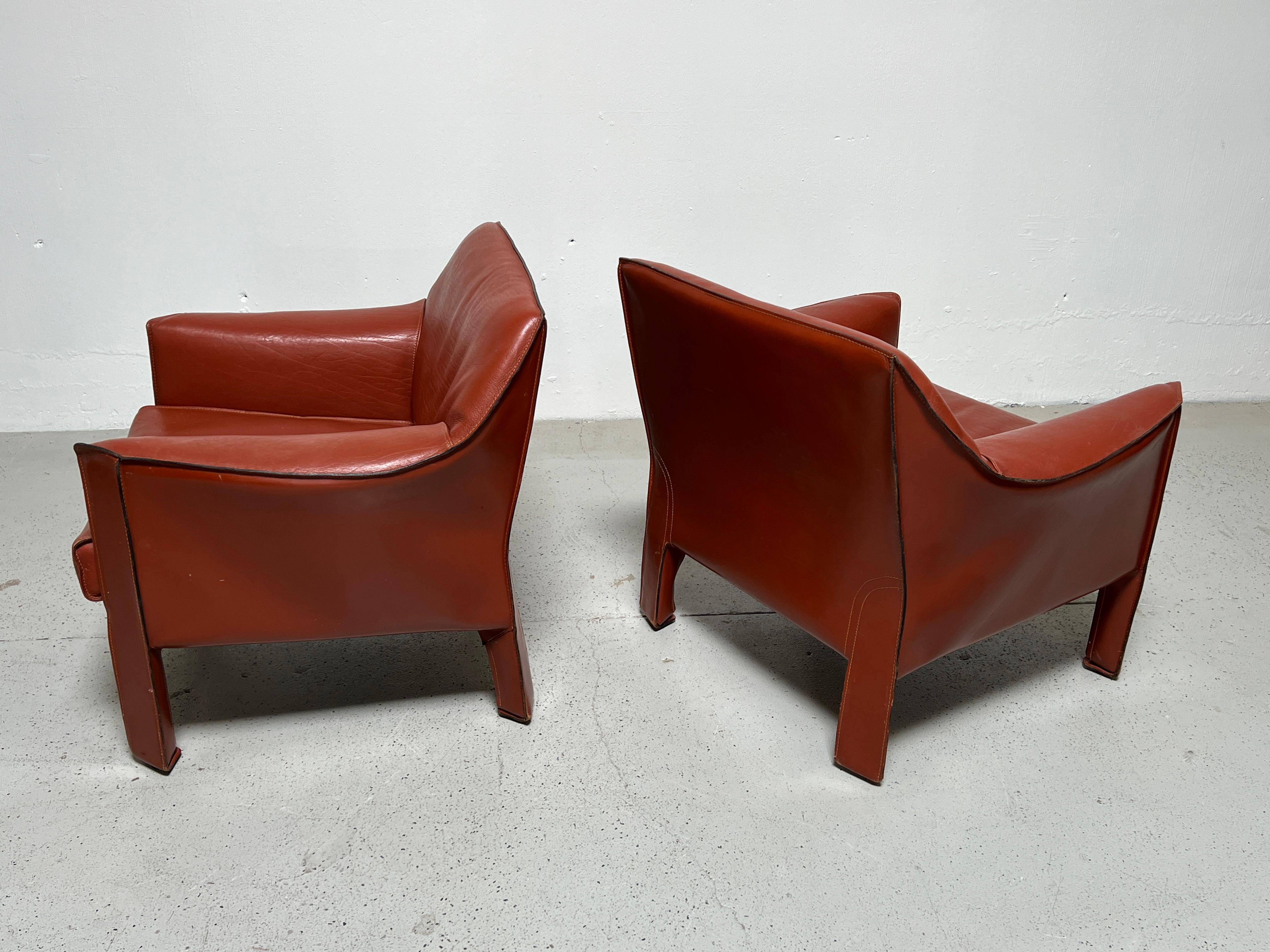 Pair of Large Cab Lounge Chairs by Mario Bellini 4