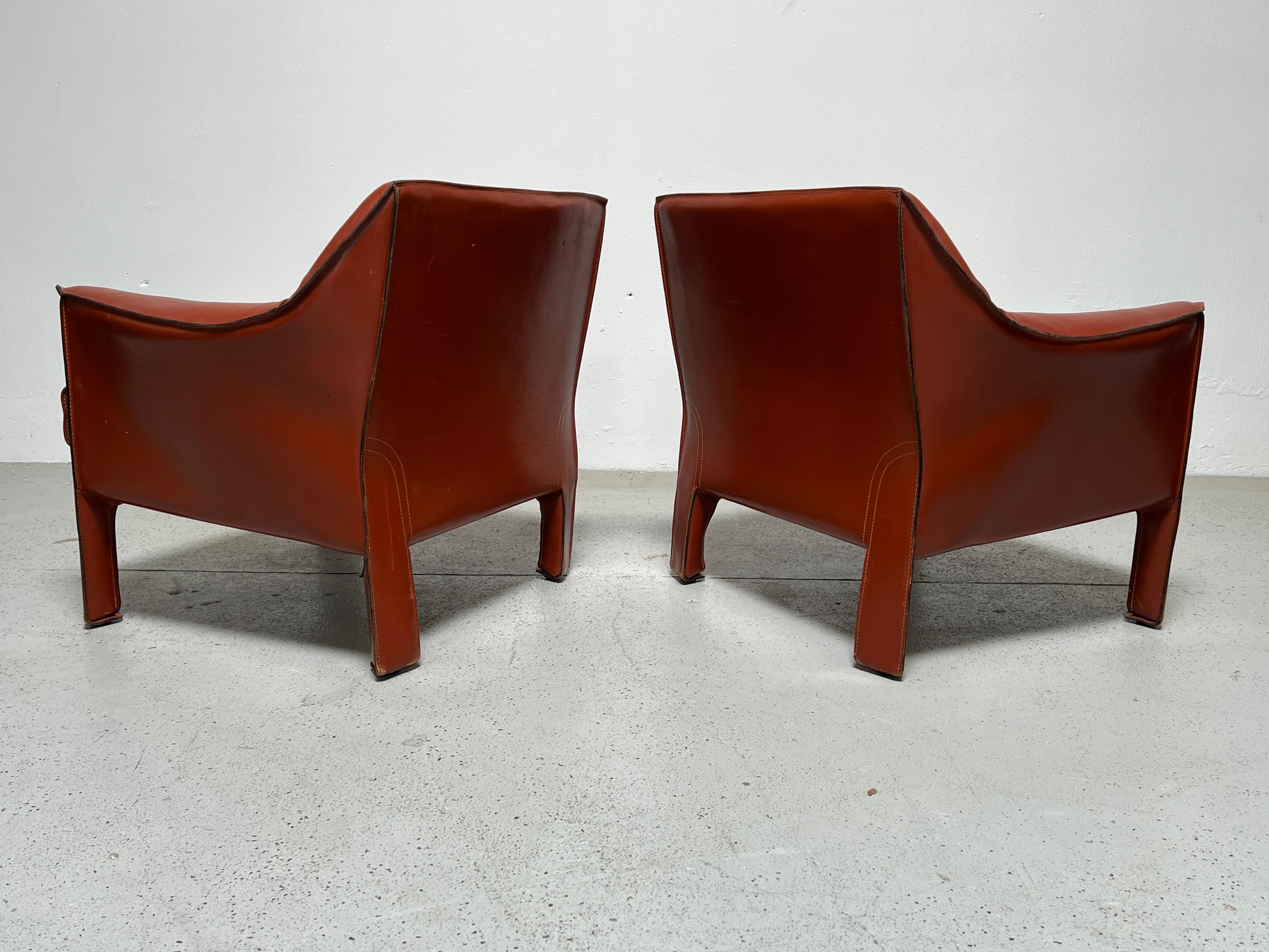 Pair of Large Cab Lounge Chairs by Mario Bellini 6