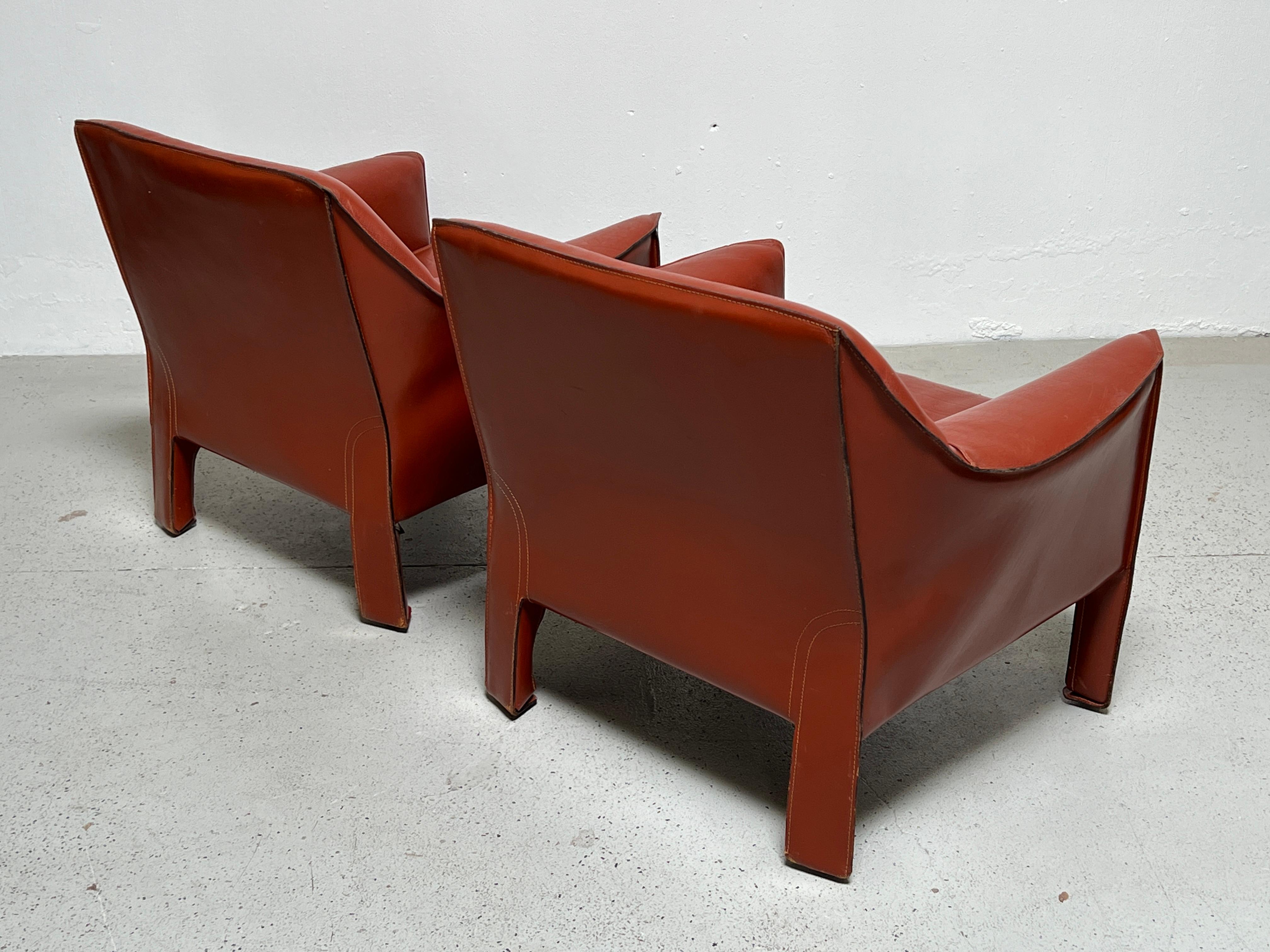 Pair of Large Cab Lounge Chairs by Mario Bellini 7