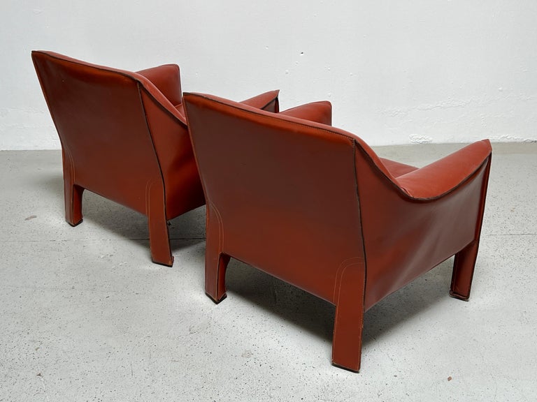 Pair of Large Cab Lounge Chairs by Mario Bellini For Sale 8