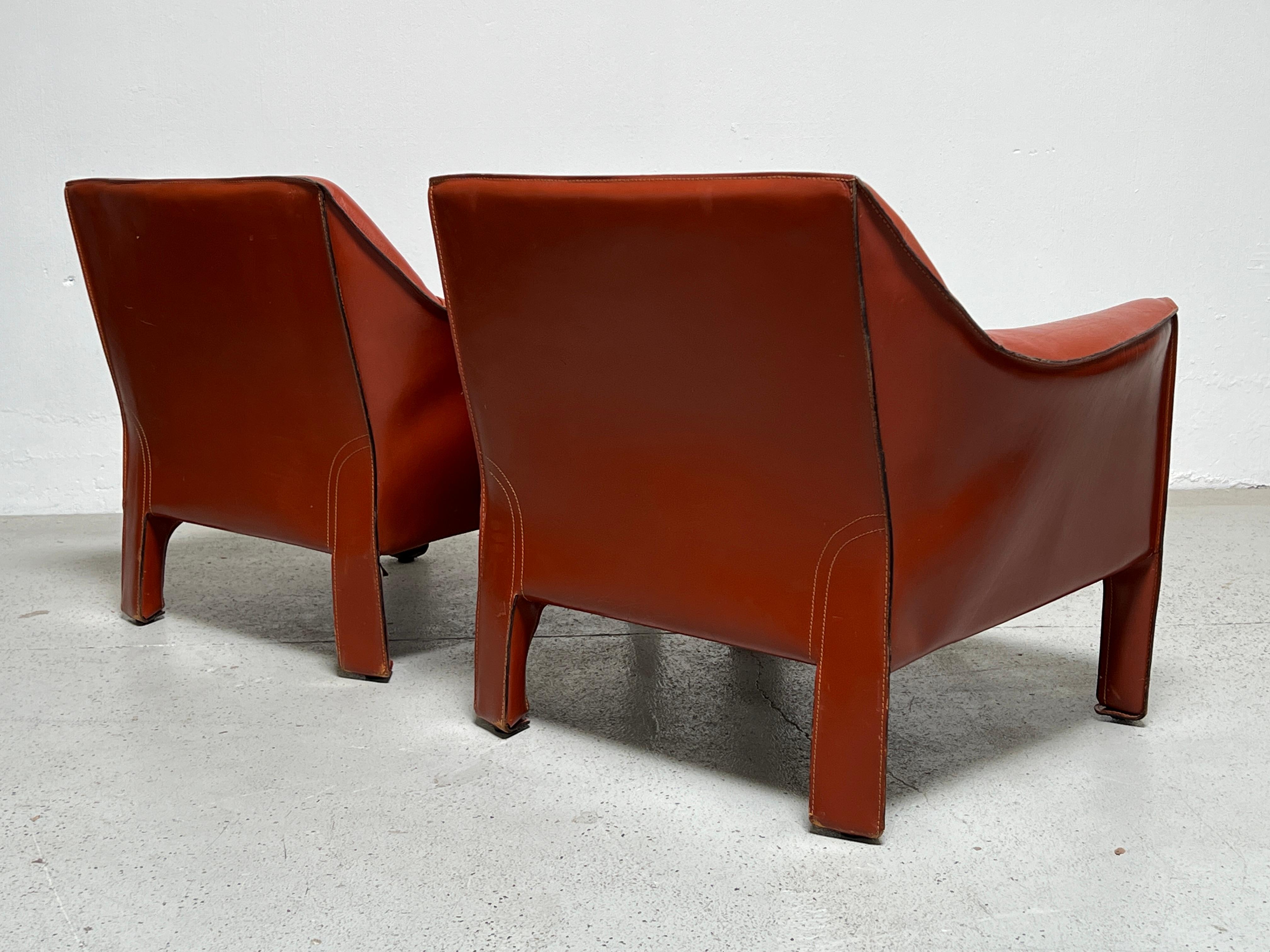 Pair of Large Cab Lounge Chairs by Mario Bellini 8