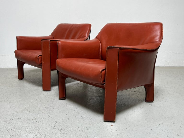Pair of Large Cab Lounge Chairs by Mario Bellini For Sale 10