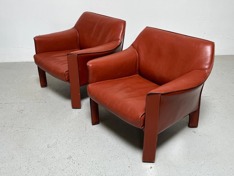 Pair of Large Cab Lounge Chairs by Mario Bellini For Sale 11