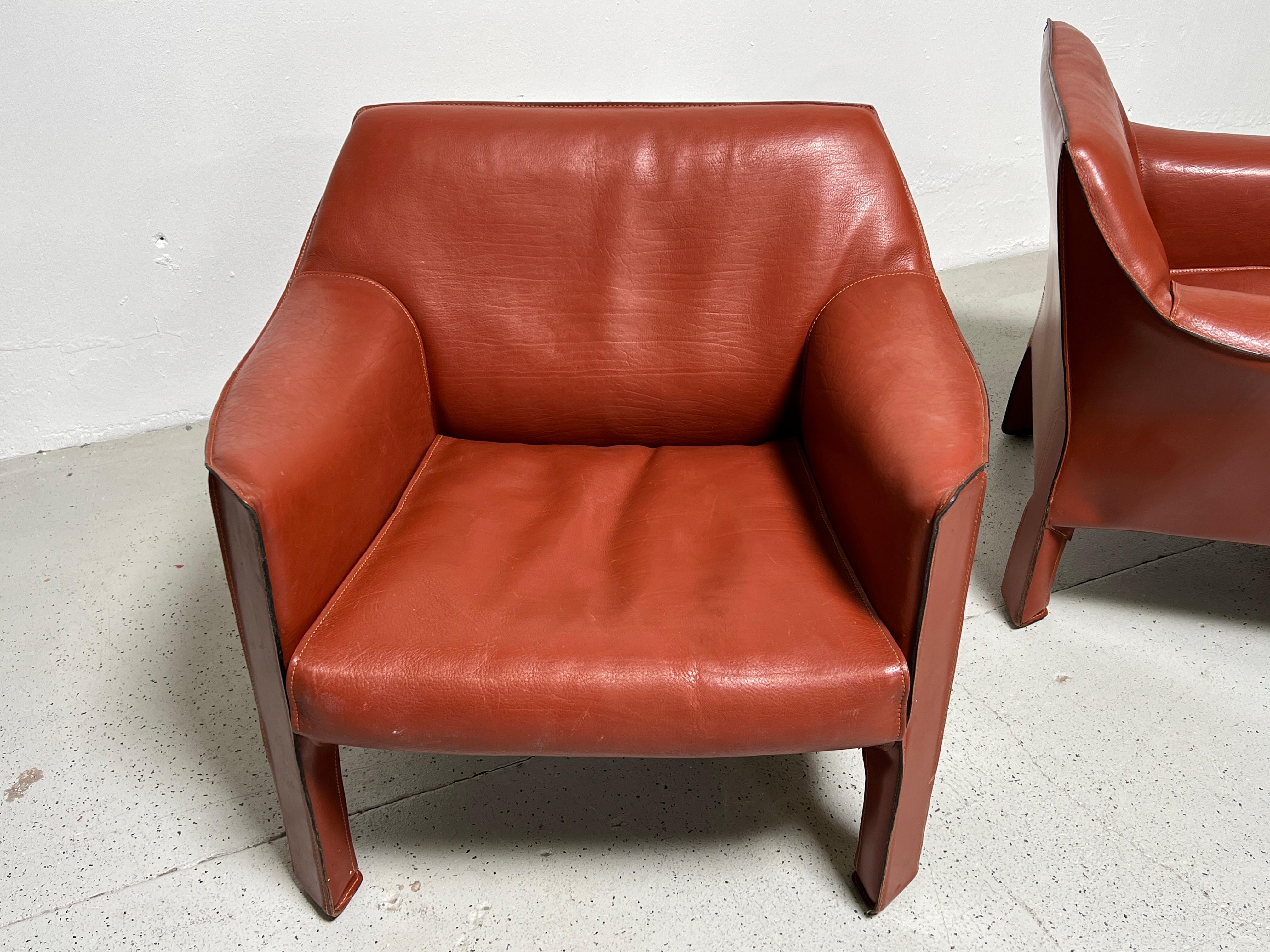 Pair of Large Cab Lounge Chairs by Mario Bellini 1