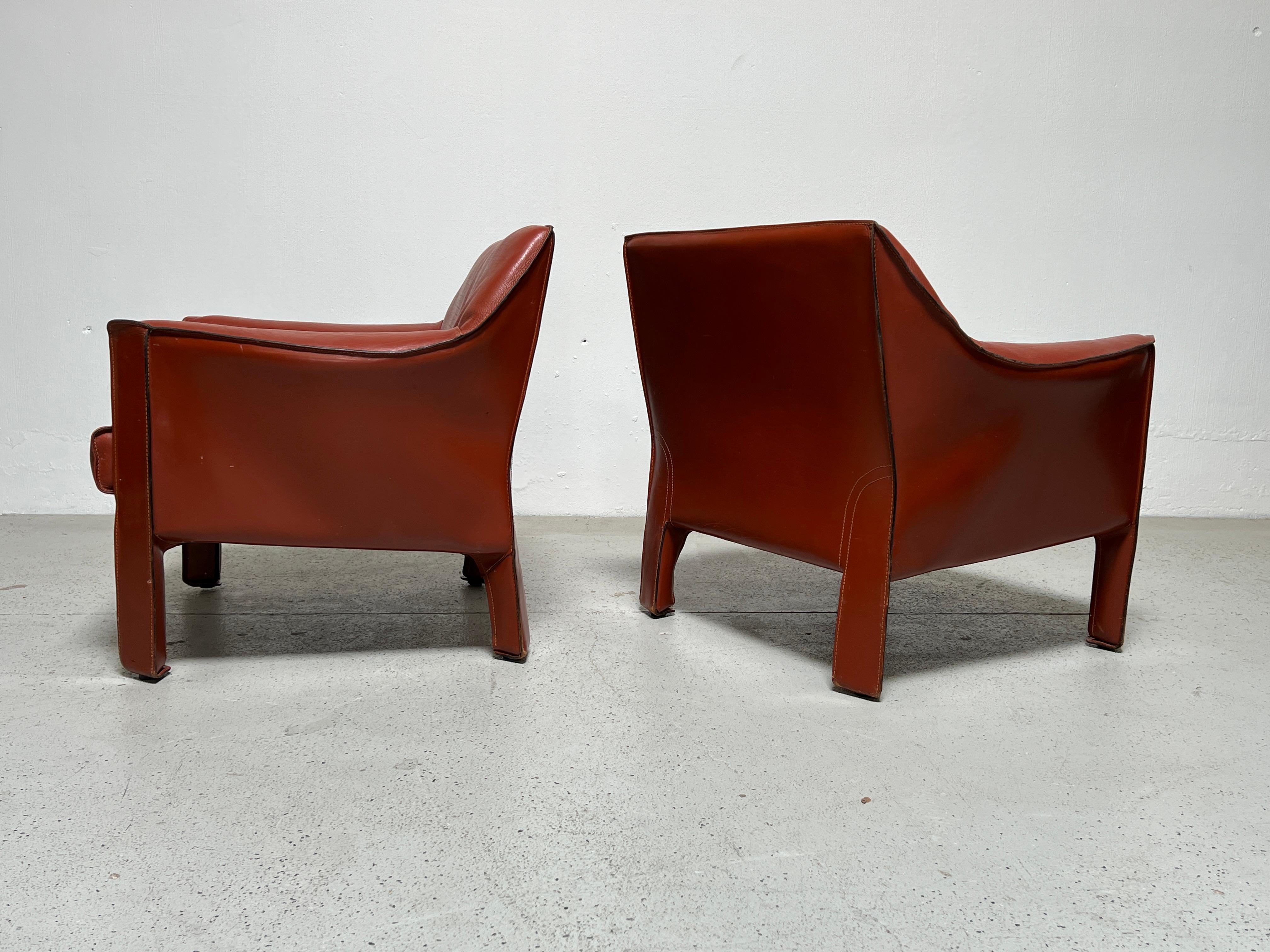 Pair of Large Cab Lounge Chairs by Mario Bellini 3