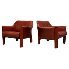 Pair of Large Cab Lounge Chairs by Mario Bellini