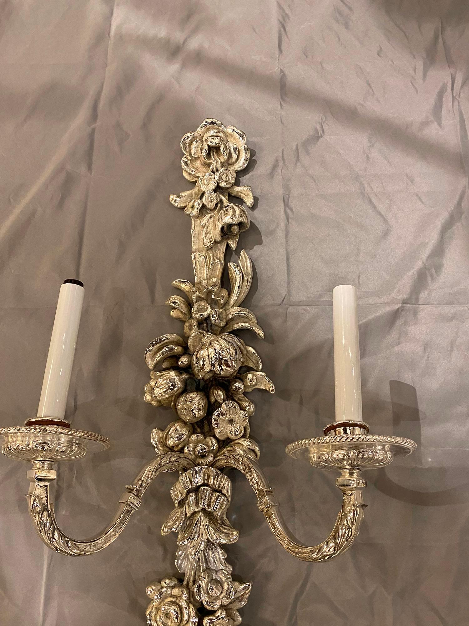 A pair of circa 1900’s Caldwell silver plated sconces, unusual design and size. In very good vintage condition.

Dealer: G302YP