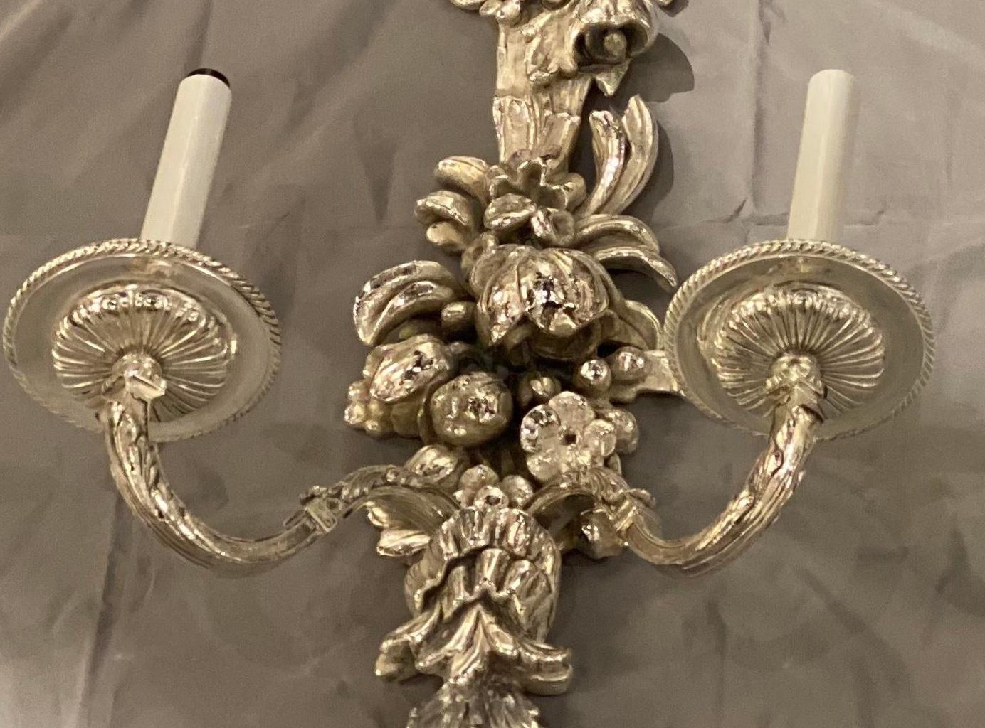 Pair of Large Caldwell Silver Plated Sconces, Circa 1900s In Good Condition In New York, NY