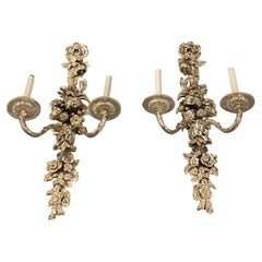Pair of Large Caldwell Silver Plated Sconces, Circa 1900s