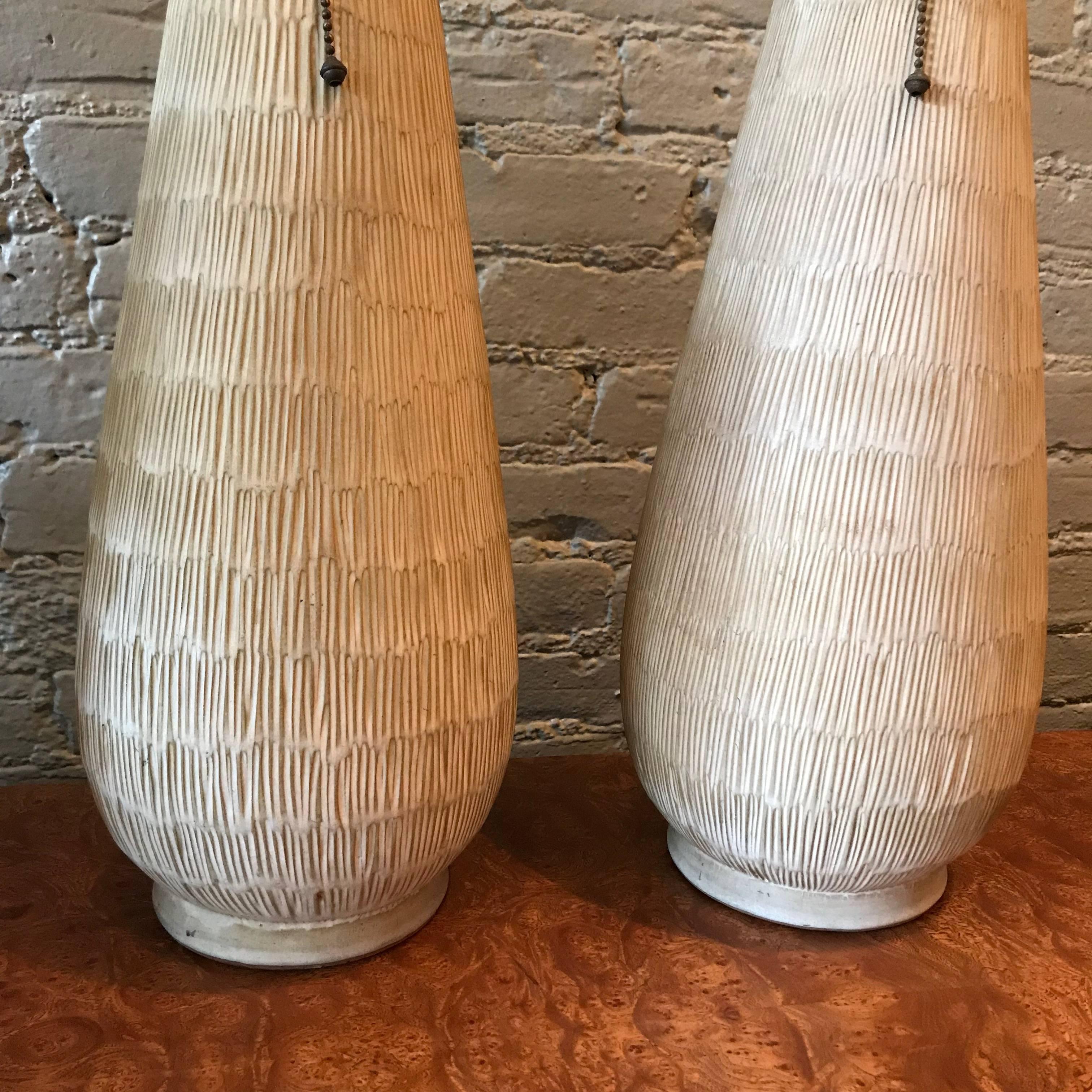 Pair of Large Studio Art Pottery Table Lamps by Lee Rosen In Good Condition In Brooklyn, NY