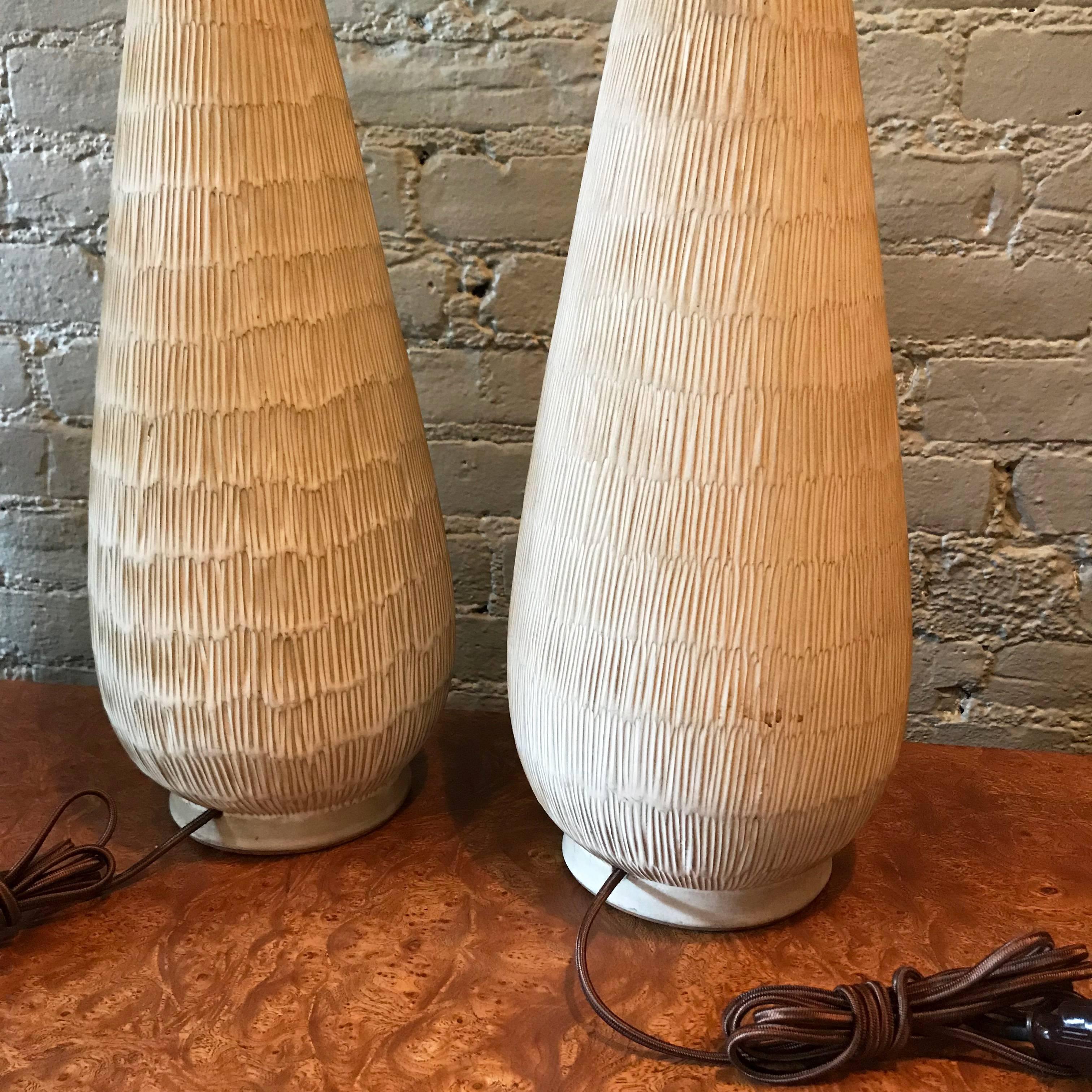 20th Century Pair of Large Studio Art Pottery Table Lamps by Lee Rosen