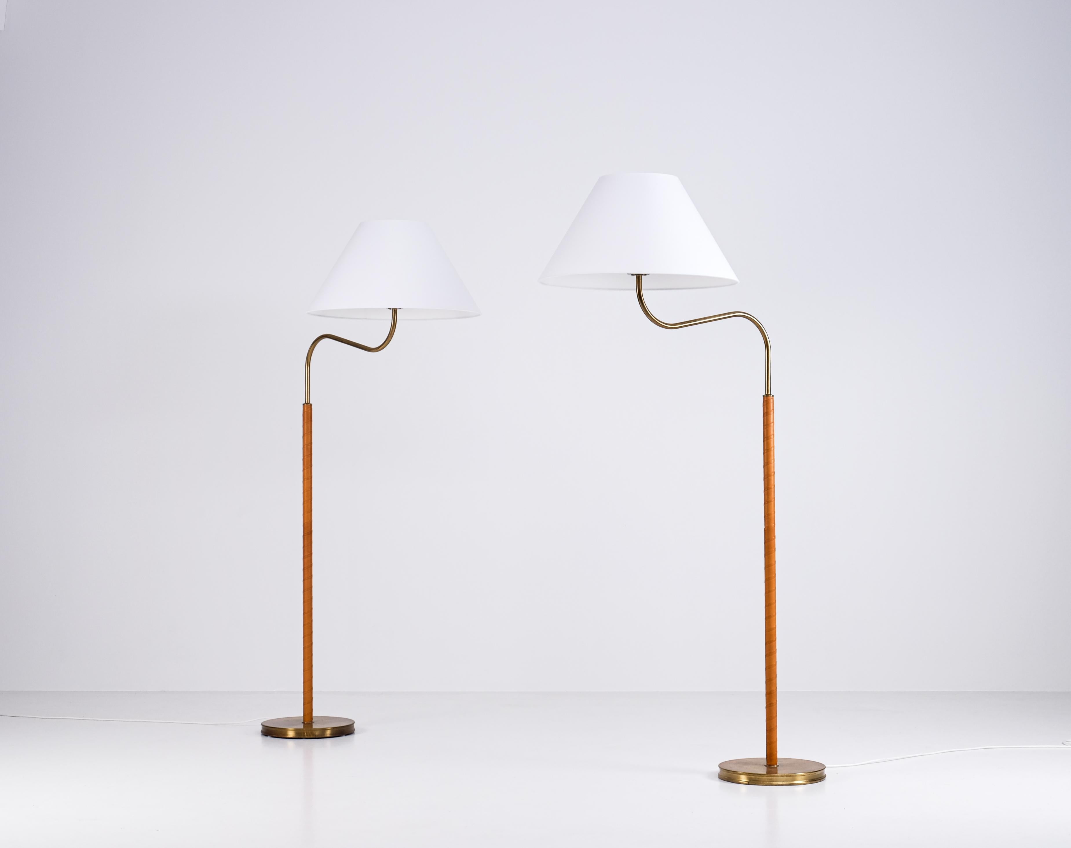 Brass Pair of 'Large Camel' Floor Lamps by Josef Frank, Sweden, 1960s For Sale
