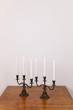 Pair of Large Candelabras 'model 155' in Disko Metal by Just Andersen, 1930's