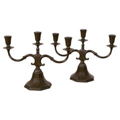 Pair of Large Candelabras 'model 155' in Disko Metal by Just Andersen, 1930's