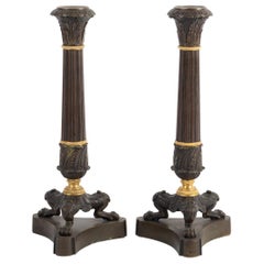 Pair of Large Candleholders in Bronze