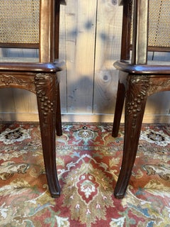 Pair of large caned armchairs Art Nouveau period