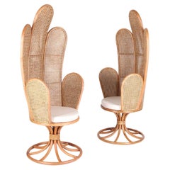 Pair of Large Canework and Rattan Armchairs