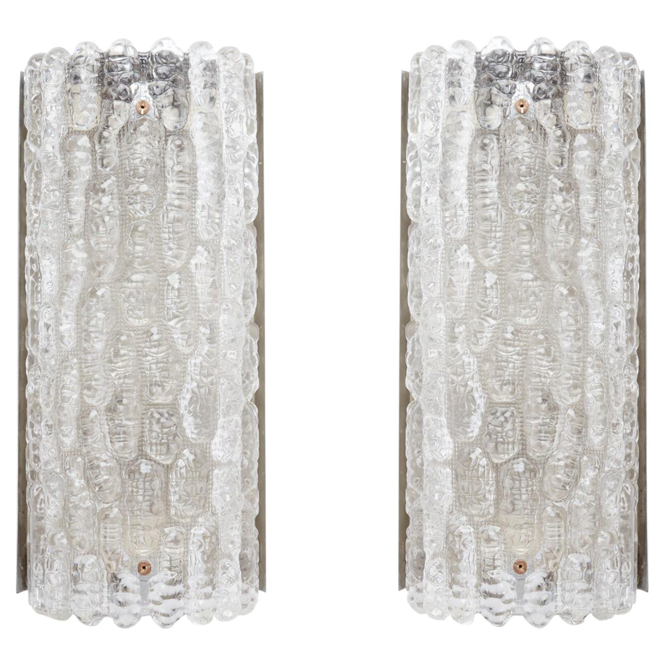 Pair of Large Carl Fagerlund Orrefors Wall Lights For Sale