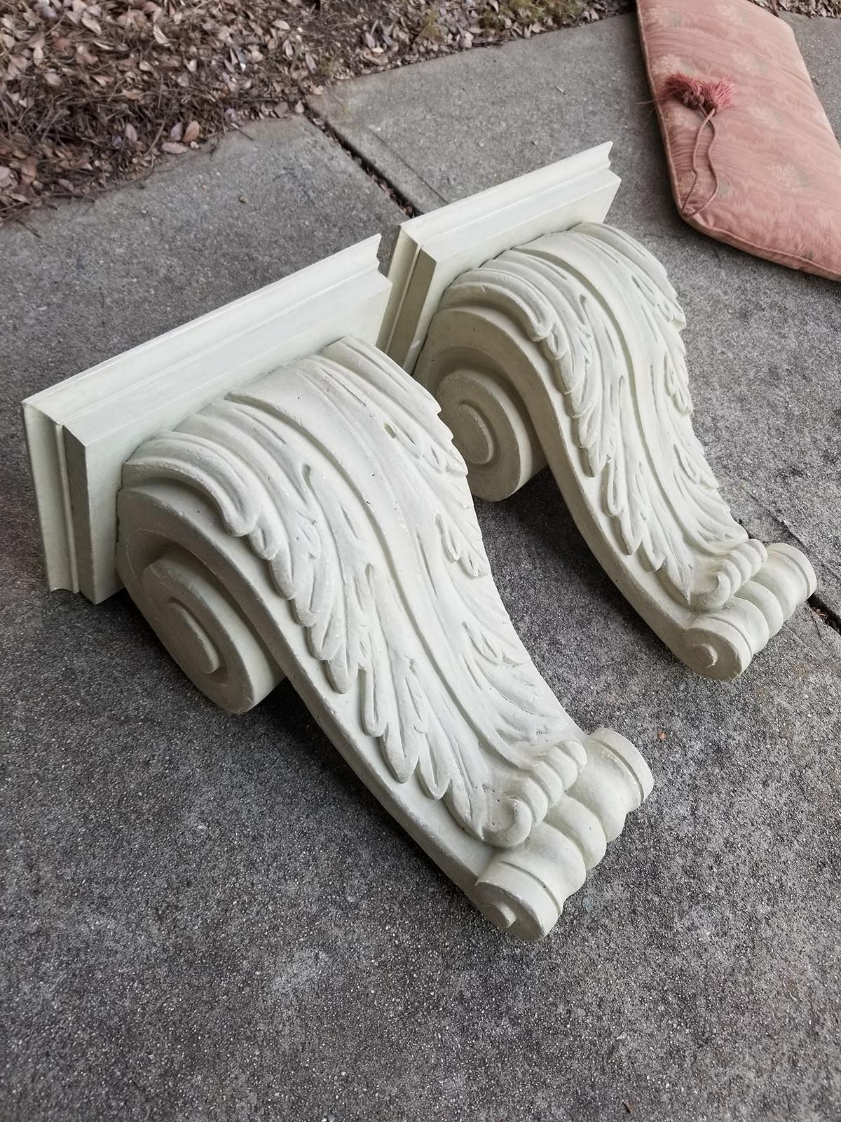Pair of Large Carved 20th Century Wood Brackets 5