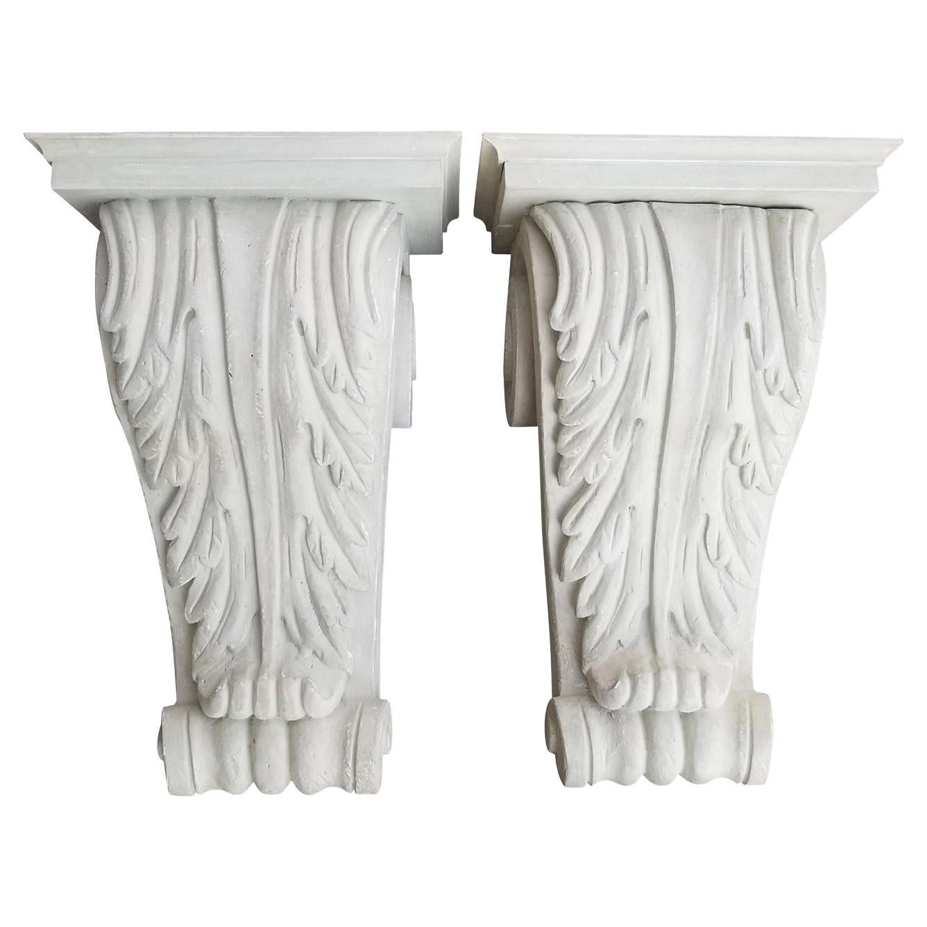 Pair of Large Carved 20th Century Wood Brackets