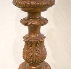 Pair of Large Carved Continental Prickets Early 19th Century