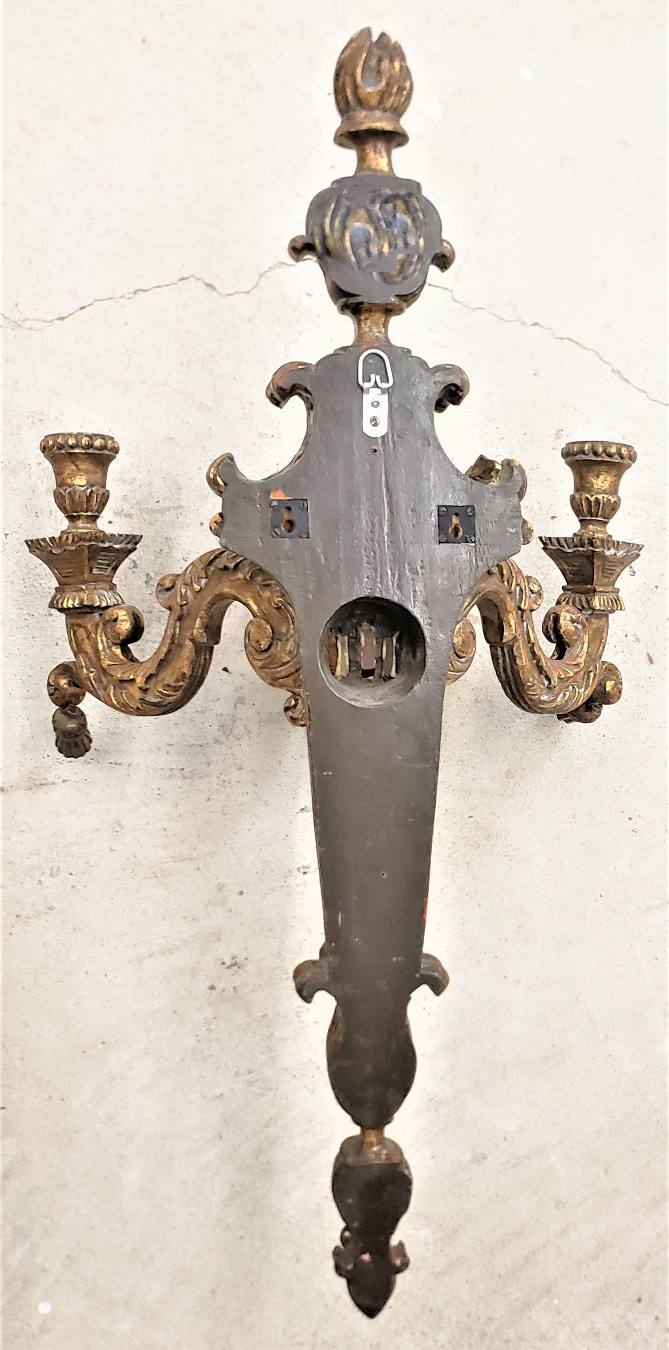 Pair of Large Carved & Gilt Finished Wooden Candle Wall Sconces or Holders 6
