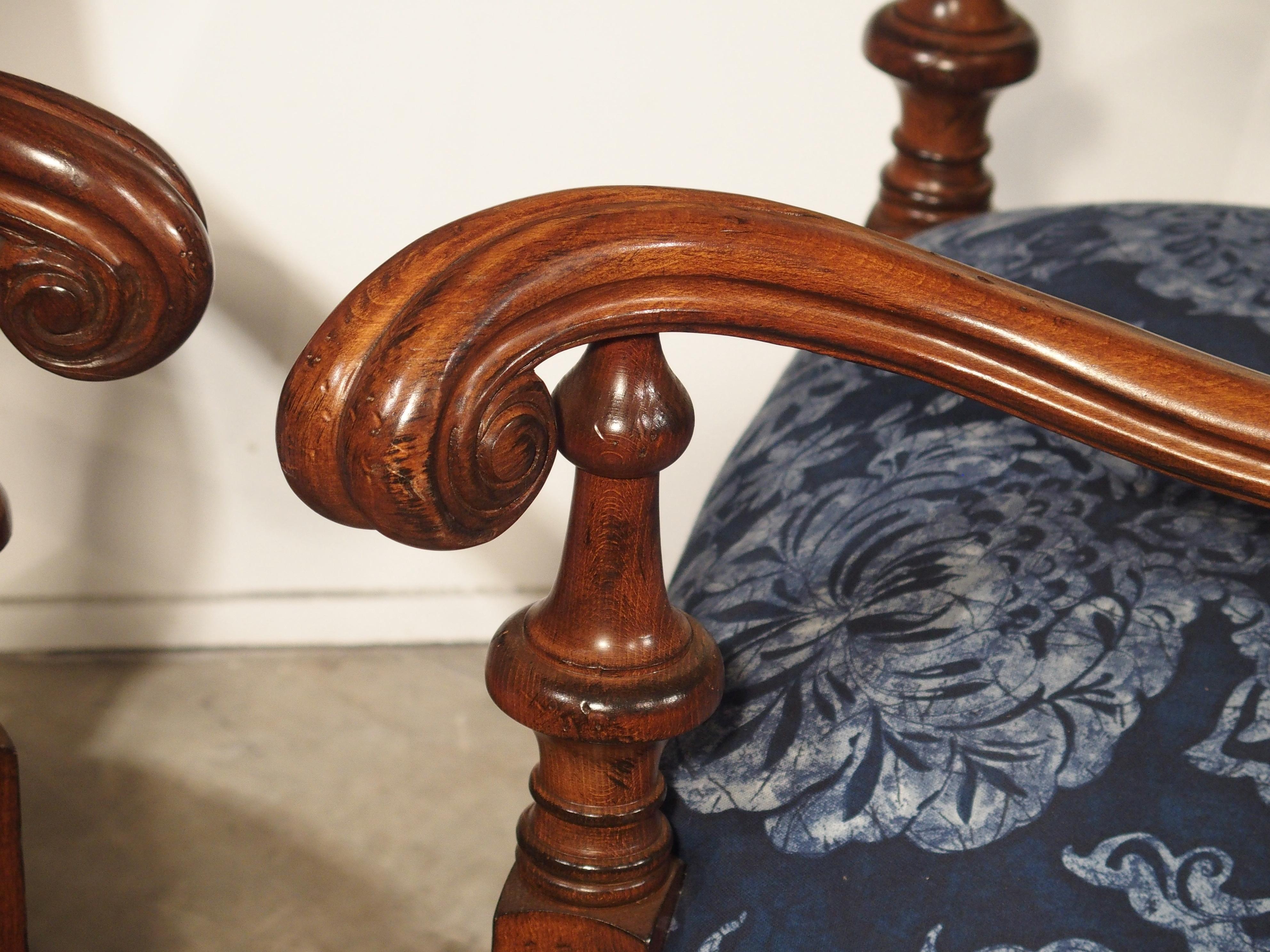 Pair of Large Carved Oak Armchairs from Spain, 20th Century 8