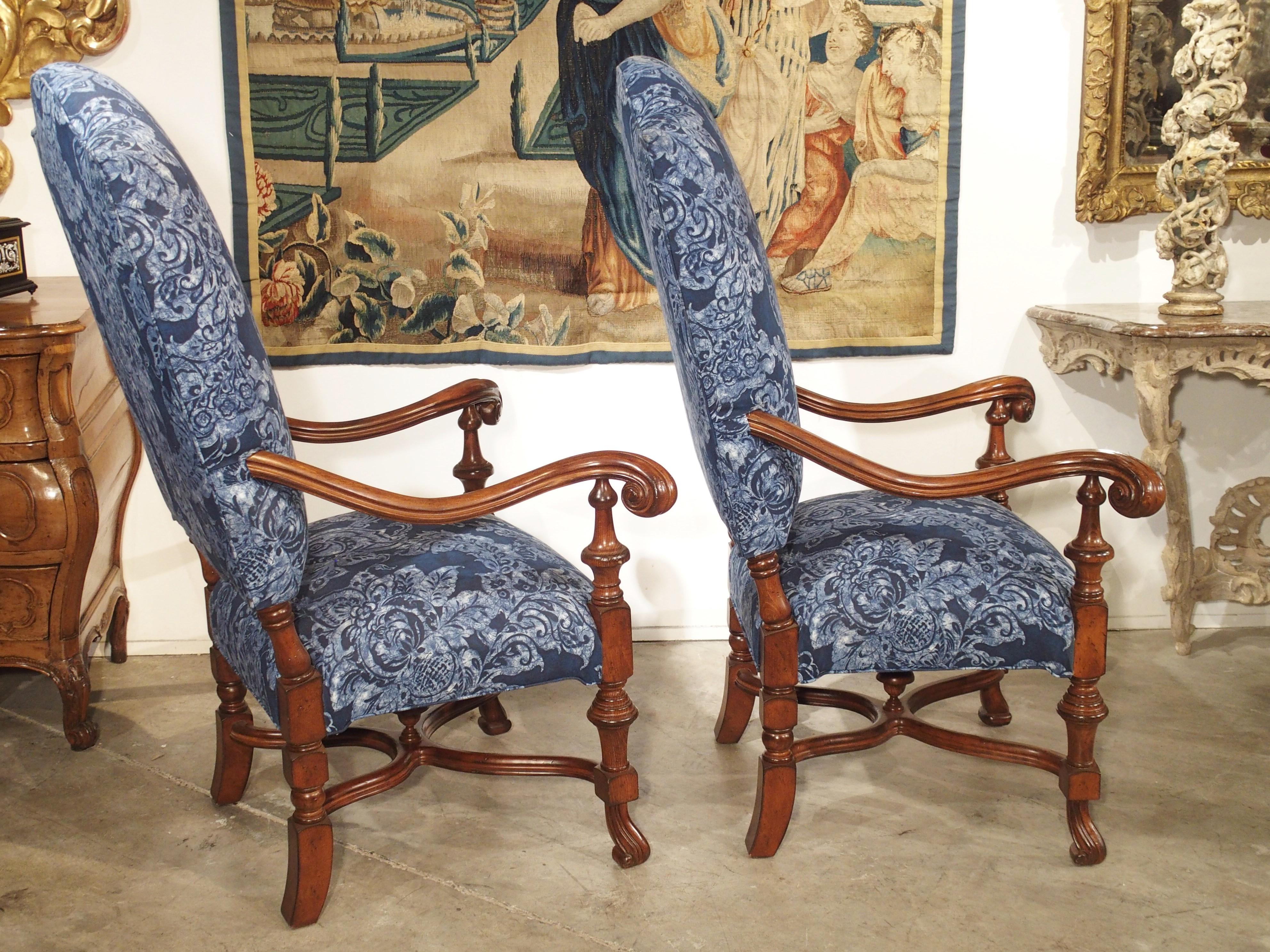 Pair of Large Carved Oak Armchairs from Spain, 20th Century 11