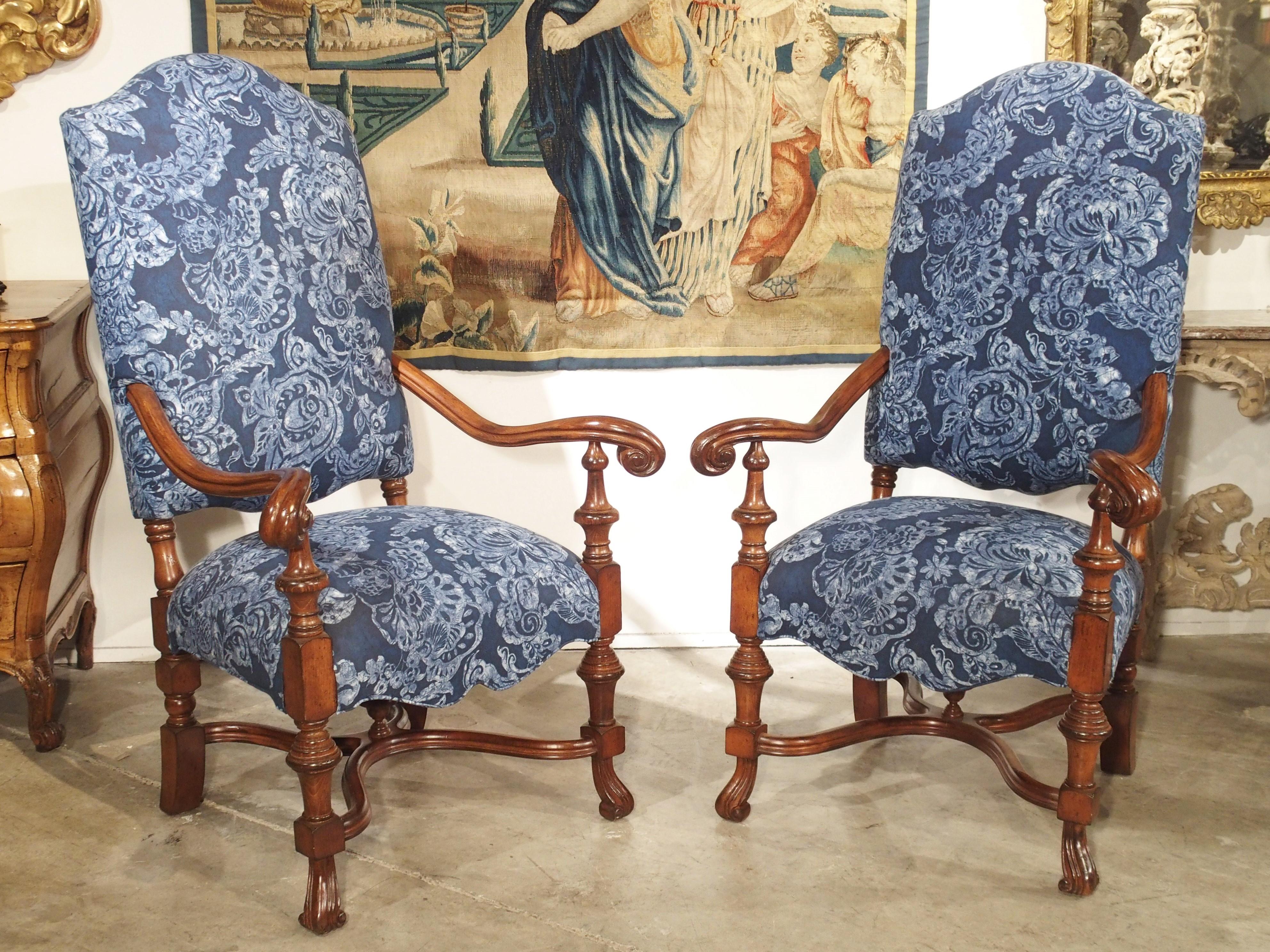 Pair of Large Carved Oak Armchairs from Spain, 20th Century 13