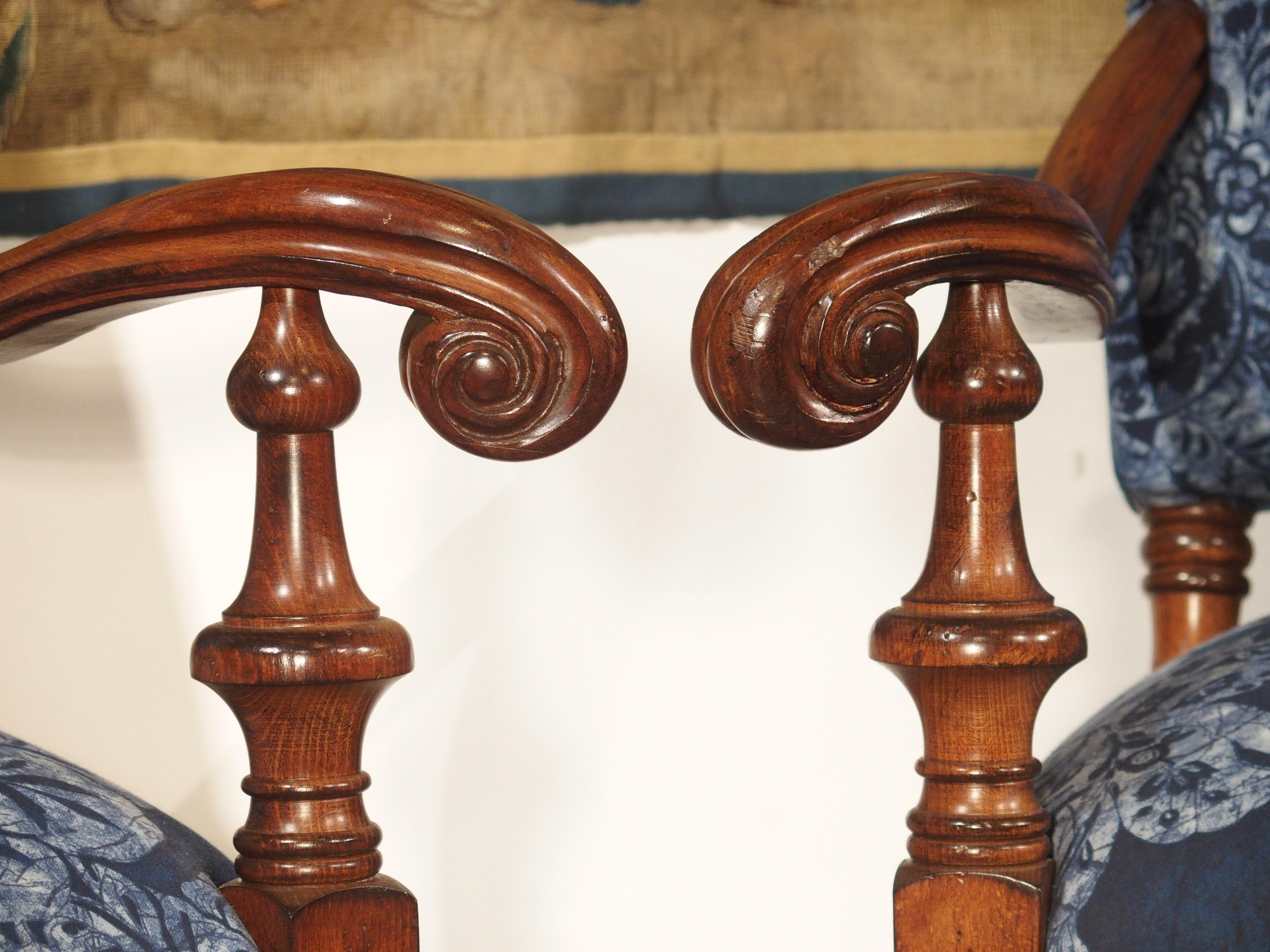 Pair of Large Carved Oak Armchairs from Spain, 20th Century 2