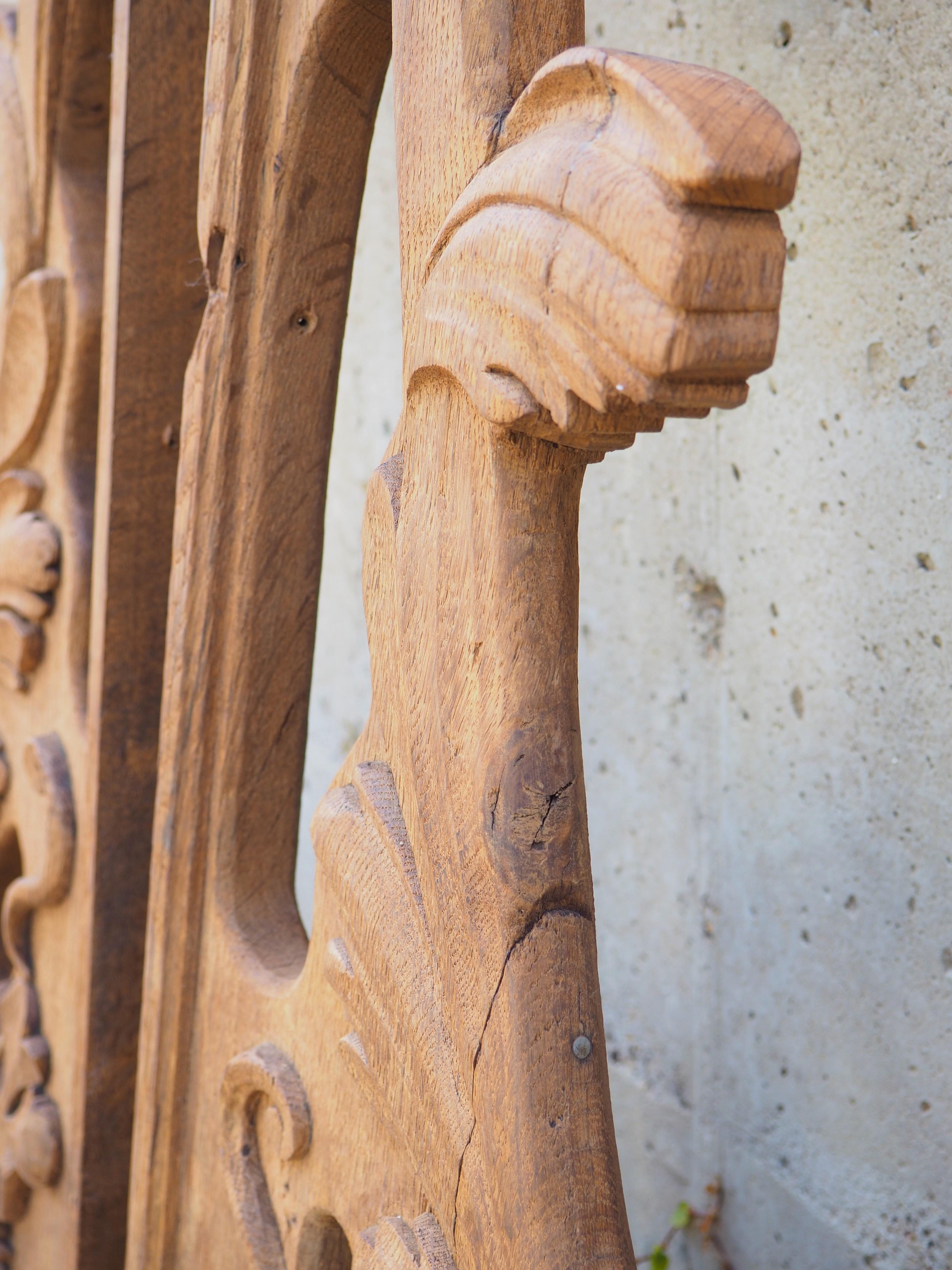 Pair of Large Carved Oak Boiserie Elements from Normandy, France, Circa 1880 For Sale 6