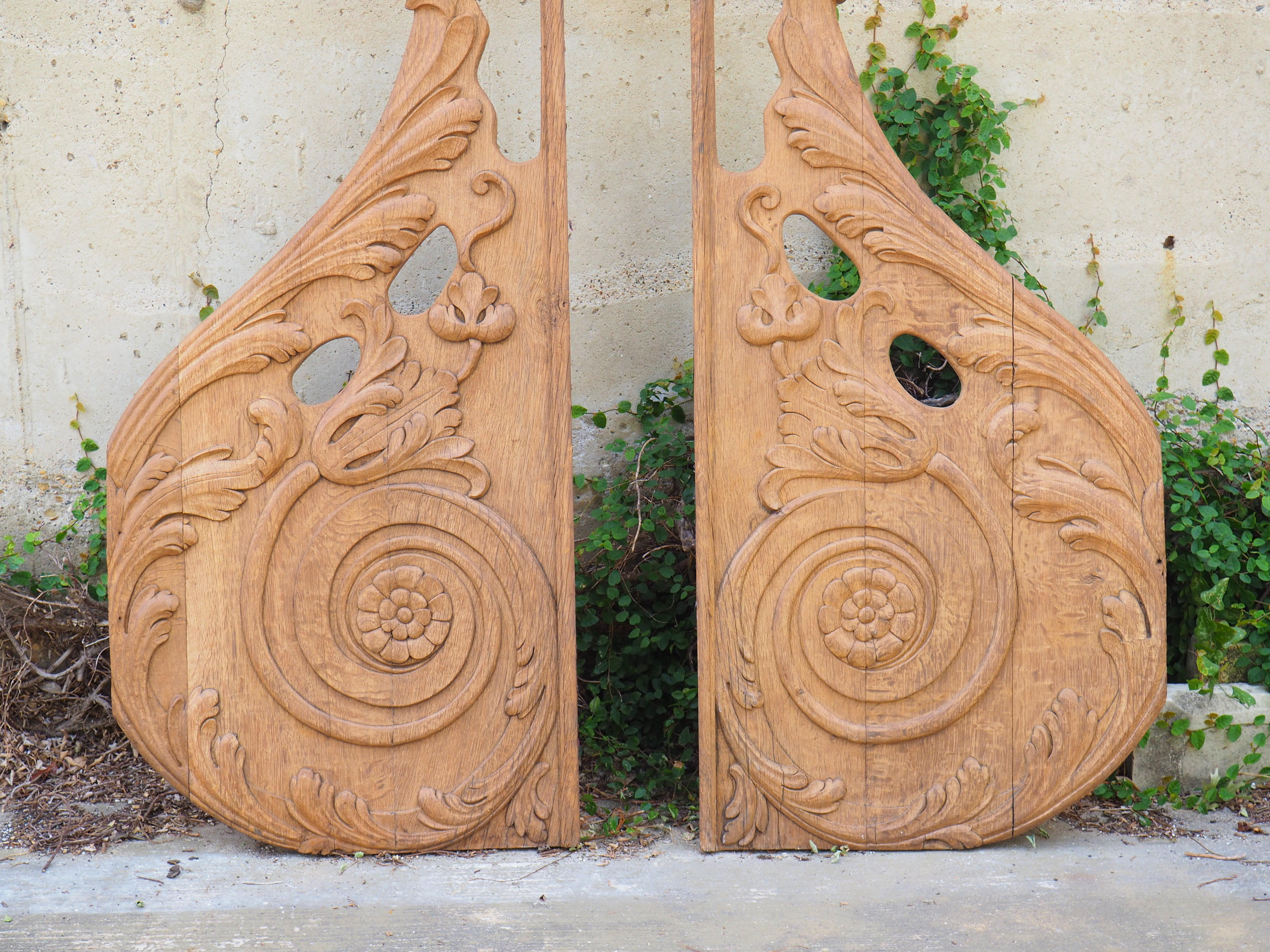 Pair of Large Carved Oak Boiserie Elements from Normandy, France, Circa 1880 For Sale 13