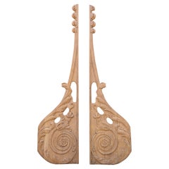Coppia di grandi elementi di boiserie in Oak intagliati provenienti dalla Normandia, Francia, circa 1880