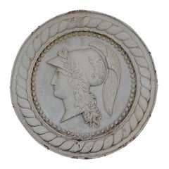 Pair of Large Carved Wood Neoclassical Italian Roundels of Athena/Minerva