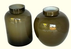 Pair of Large Cased Glass Vases Attrubuted to Holmegaard Glassworks Denmark 1960