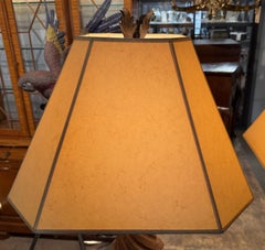 Pair of Large Cast Iron Architectural Table Lamps with Foliate Finials