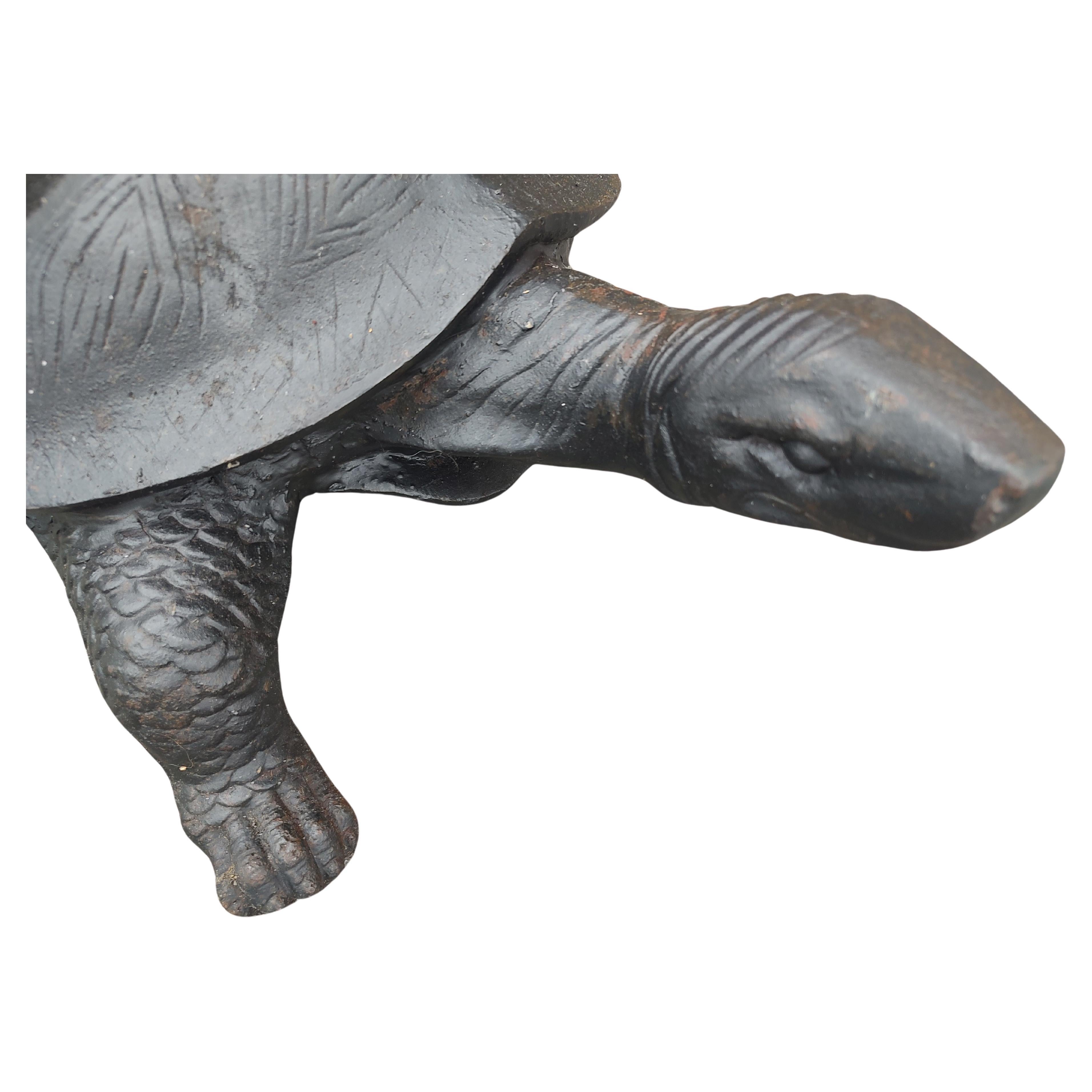 American Pair of Large Cast Iron Patinated Turtles Garden Fountains C1980  For Sale