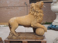 Pair of Large Cast Medici Lion Statues or Fountain Elements from France