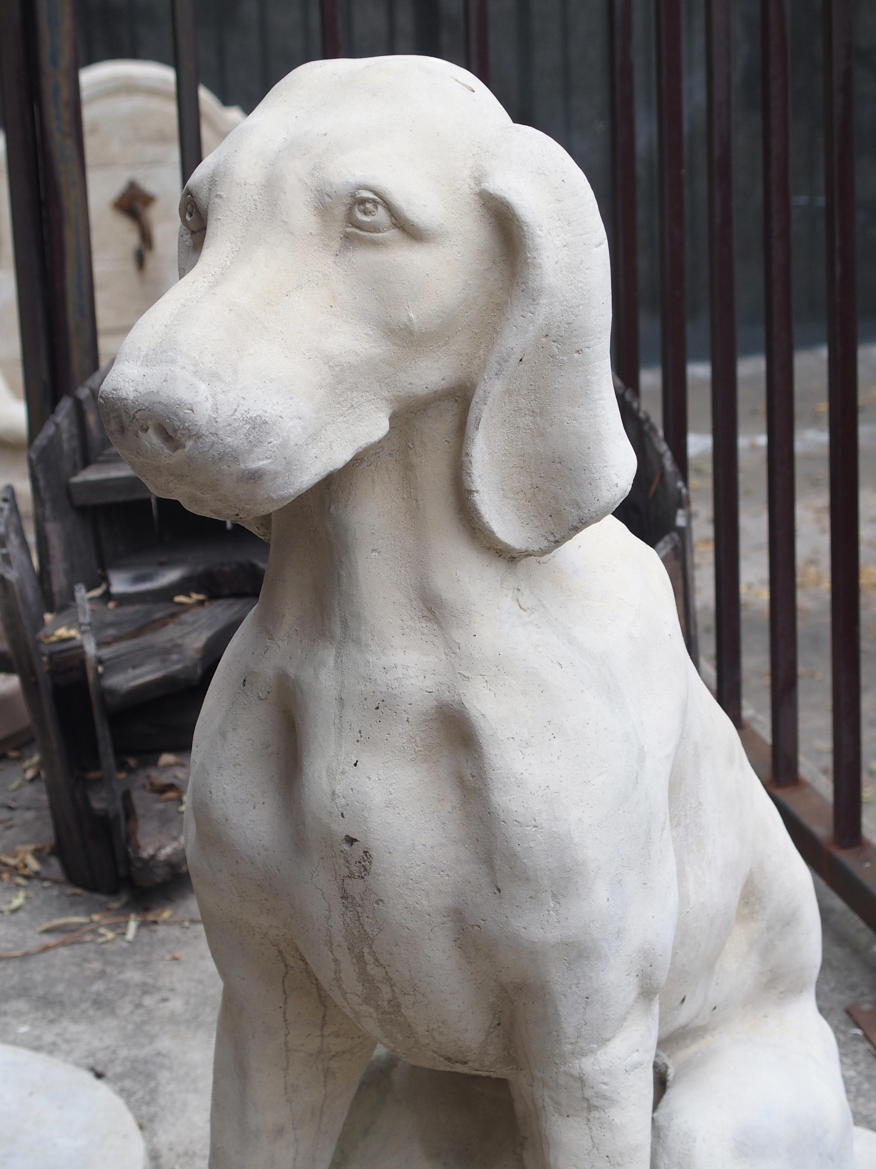 Pair of Large Cast Stone Hunting Dogs from France 10