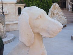 Pair of Large Cast Stone Hunting Dogs from France