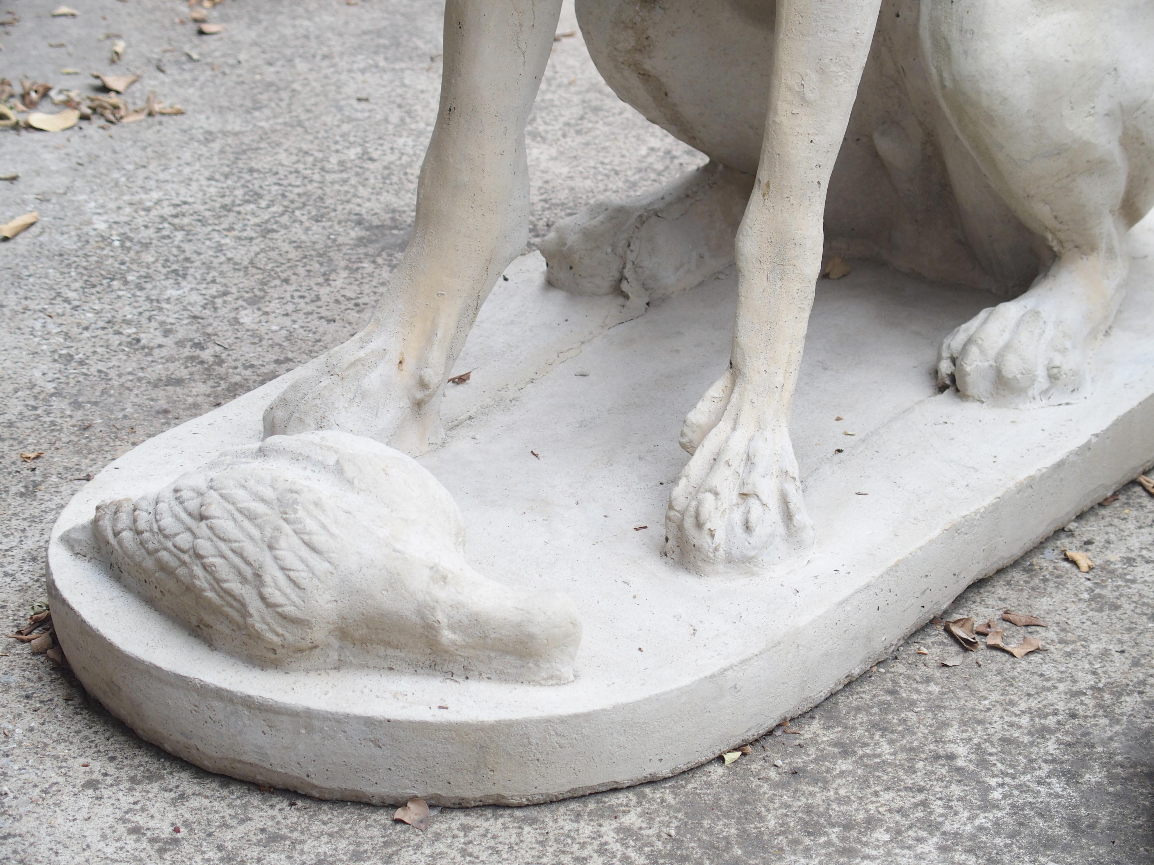 Contemporary Pair of Large Cast Stone Hunting Dogs from France