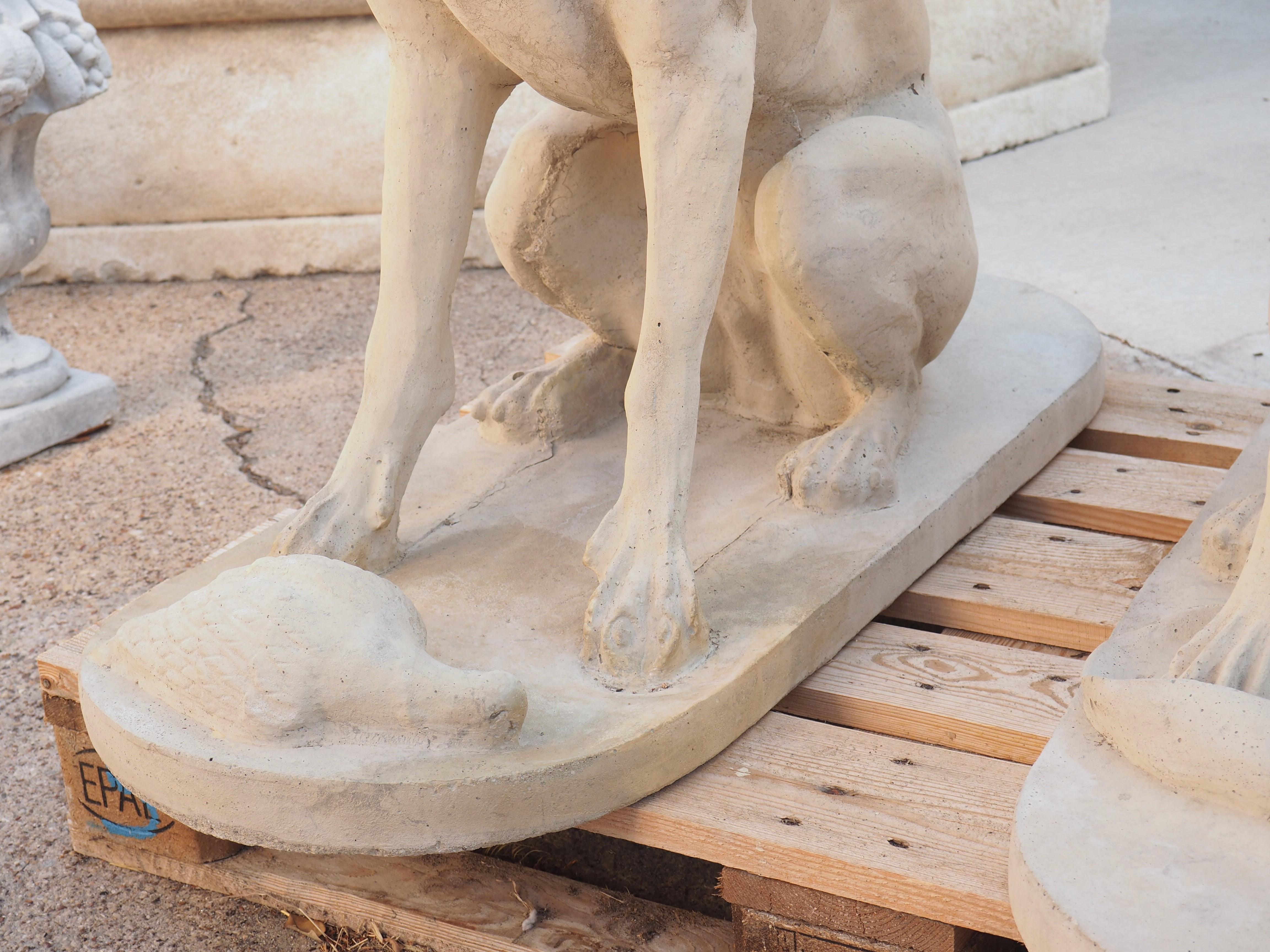 Pair of Large Cast Stone Hunting Dogs from France 2