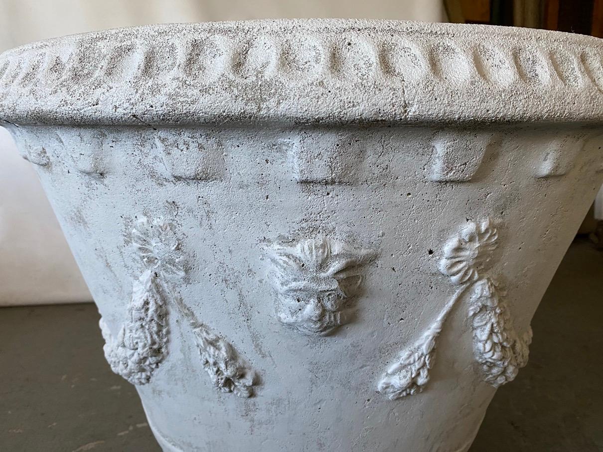 Pair of Large Cast Stone Neoclassical Style Garden Planters For Sale 2