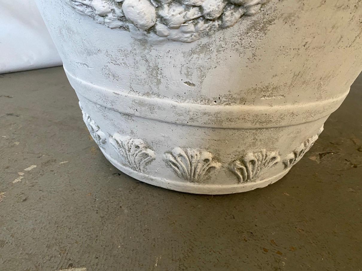 Pair of Large Cast Stone Neoclassical Style Garden Planters For Sale 3